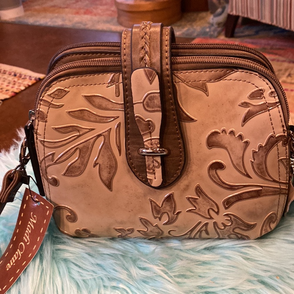 Madi Claire leather tooled shoulder or crossbody purse